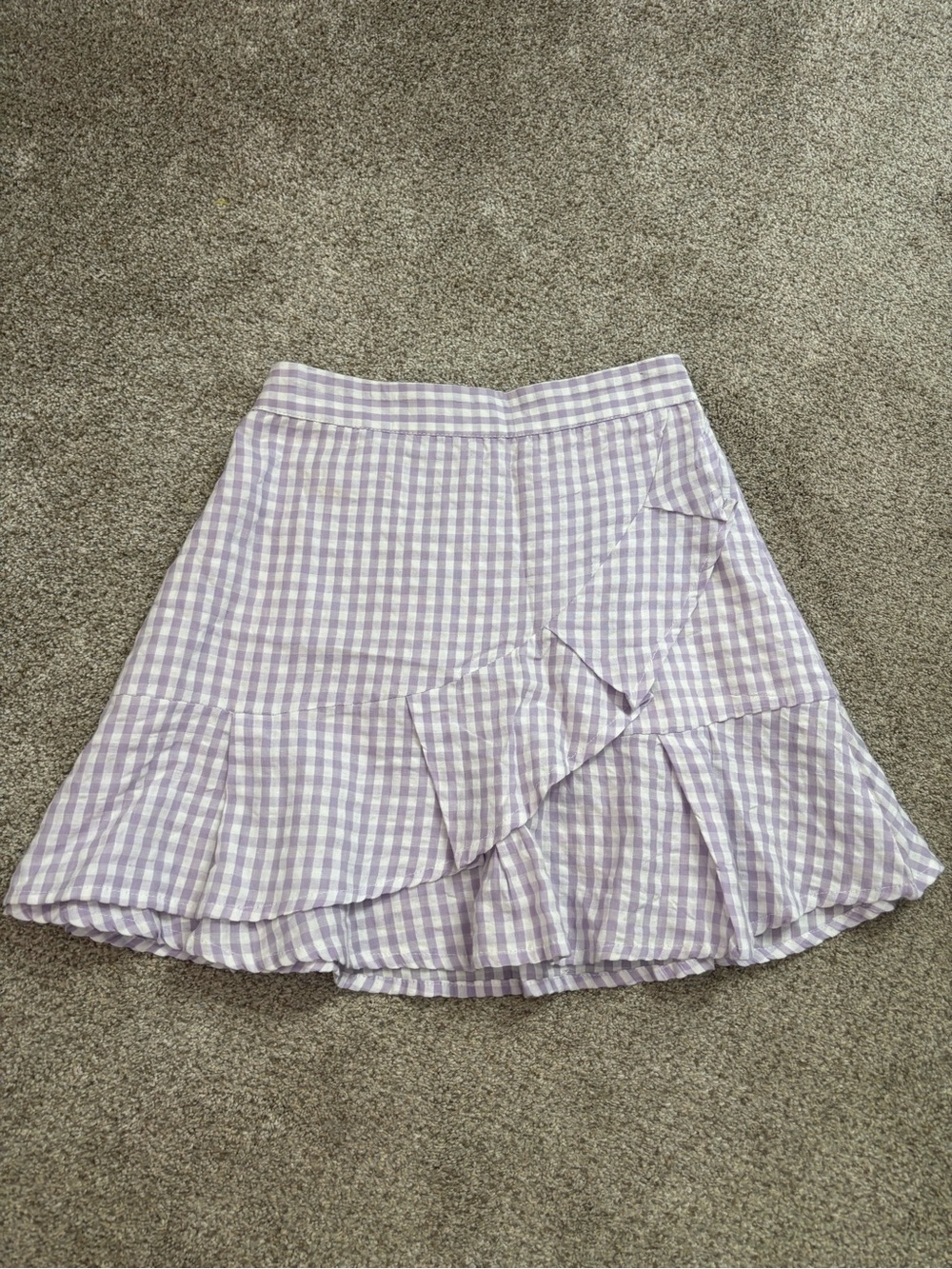 Sim & Sam Purple Gingham Ruffle Mini Skirt XS dainty cottagecore whimsy fairy